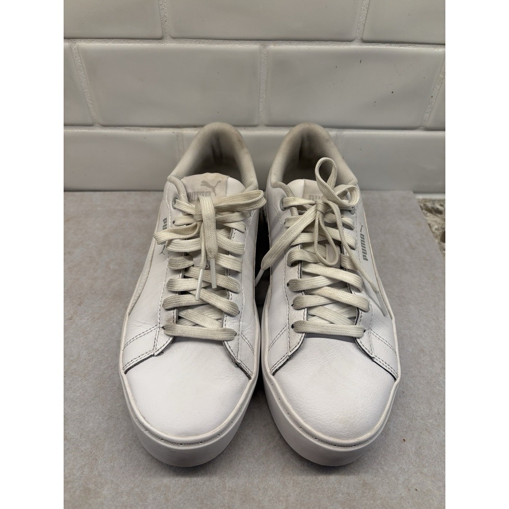 Puma Women's White Platform Shoe Lace Up Size 7.5 Style 373035